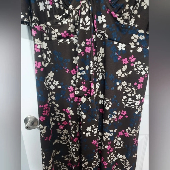NWOT Lane Bryant Brown Floral Perfect Flutter-Sleeve Puff Print Midi Dress 22/24 - Picture 5 of 12